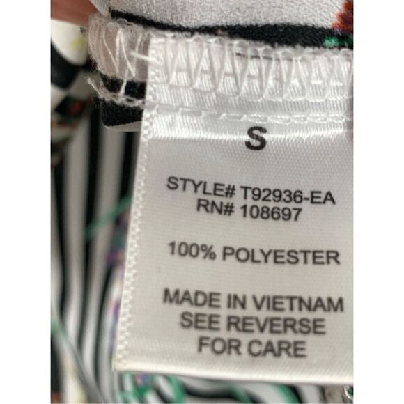 Sweet Rain Women's Floral Striped Keyhole Back Pleated Blouse Multicolor Small - Picture 7 of 7